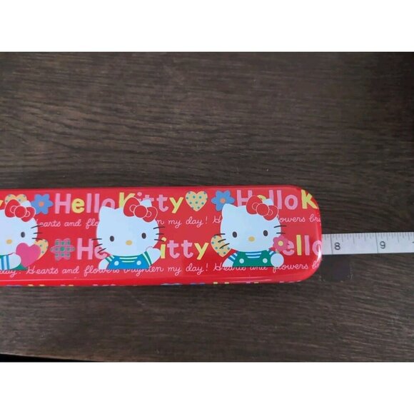 Vtg Sanrio Hello Kitty Pencil Case Tin Box Red Pen Case Metal 1994 JAPAN Rare - Picture 7 of 9